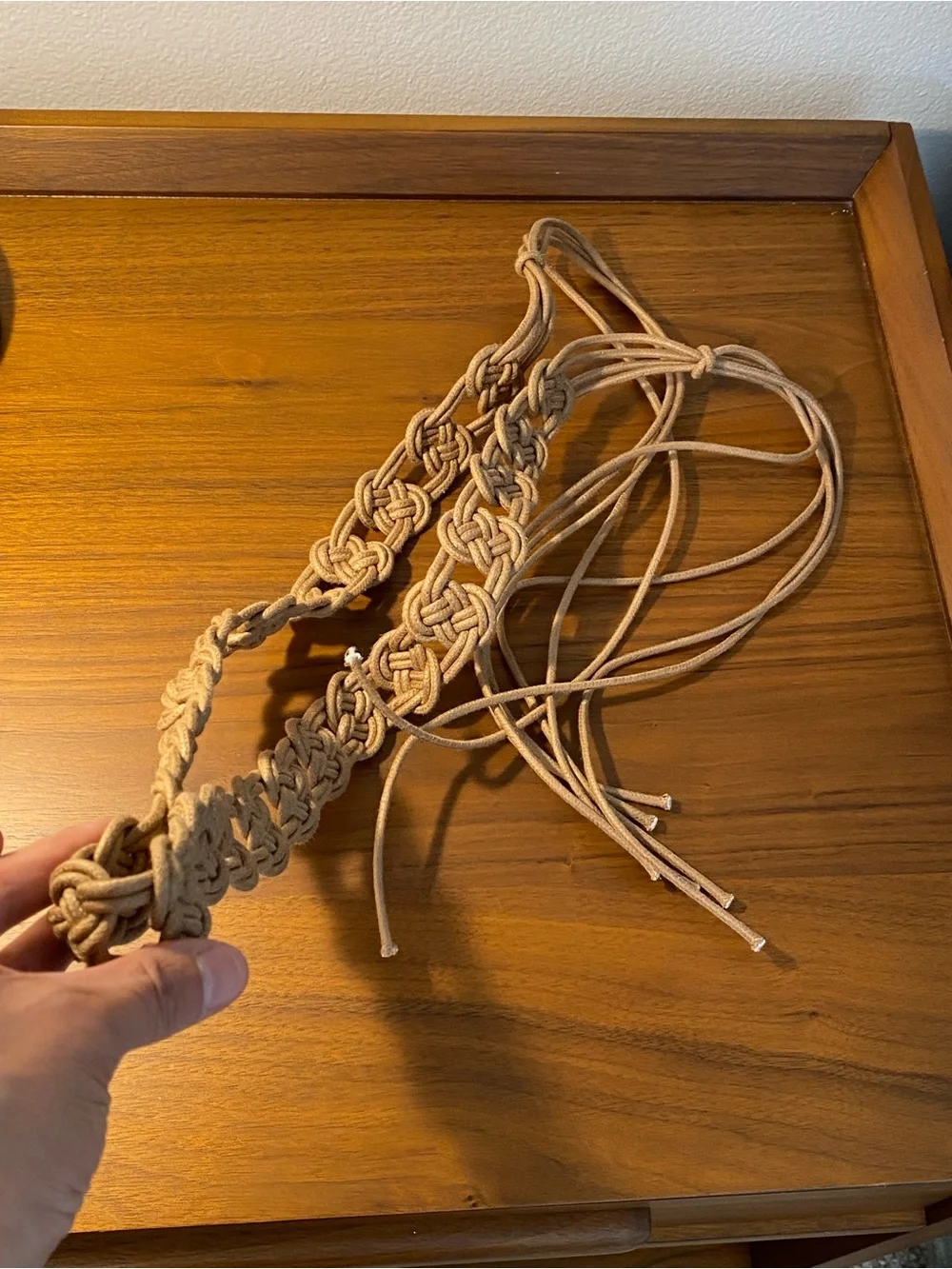 Zara Braided Macramé Waist Belt in Tan
